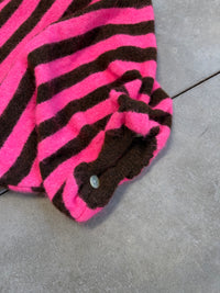Oversize Strickpullover Stripes mit Alpakaanteil Chokolate pink