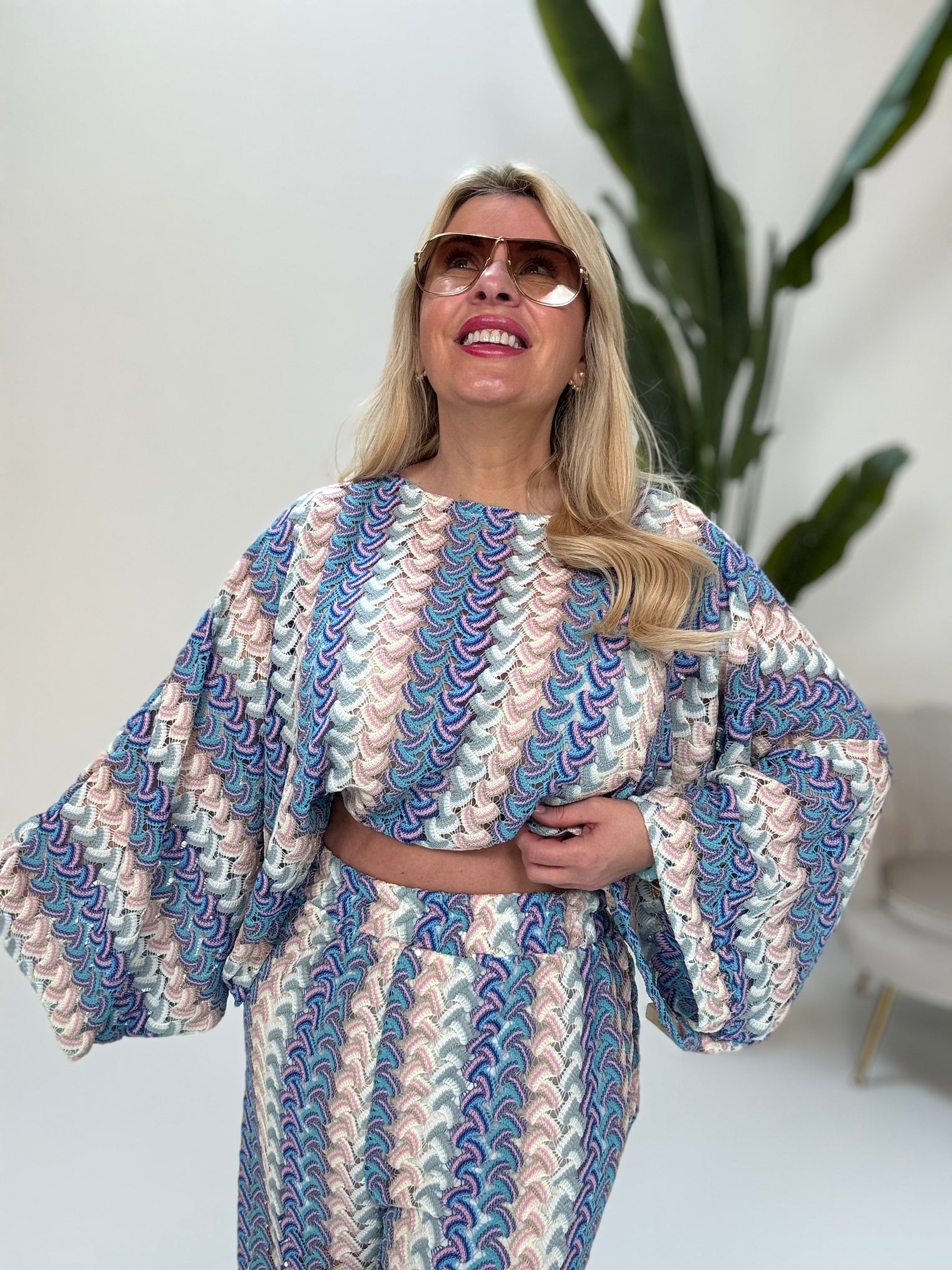 Strick Shirt SUMMER HOT blau multi