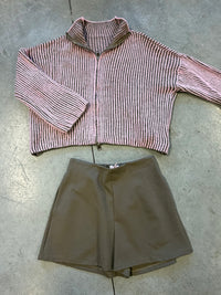 Strickjacke ZIPPER STRIPES rosa/taupe