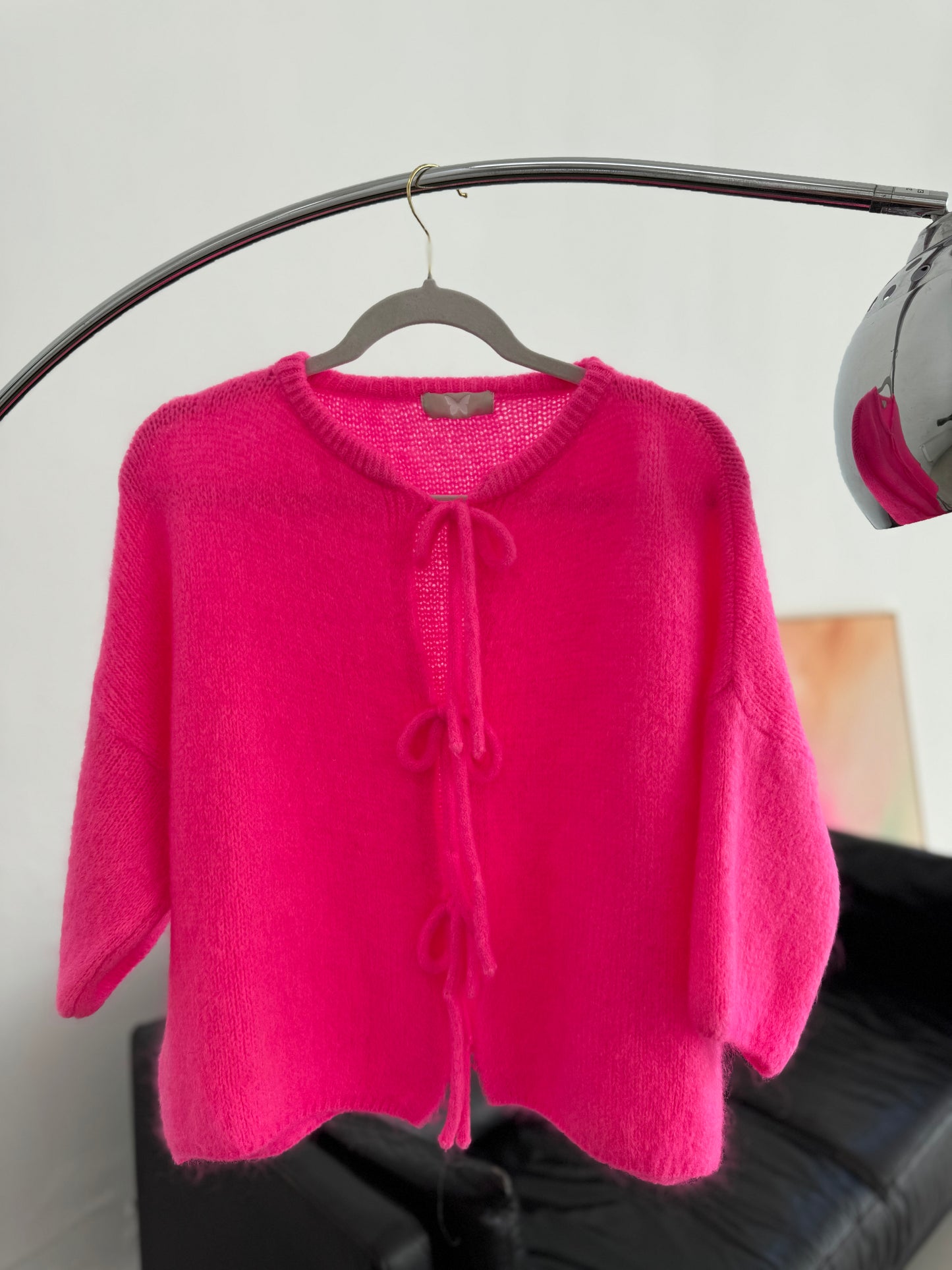 Strick Cardigan BOW LOVE hotpink