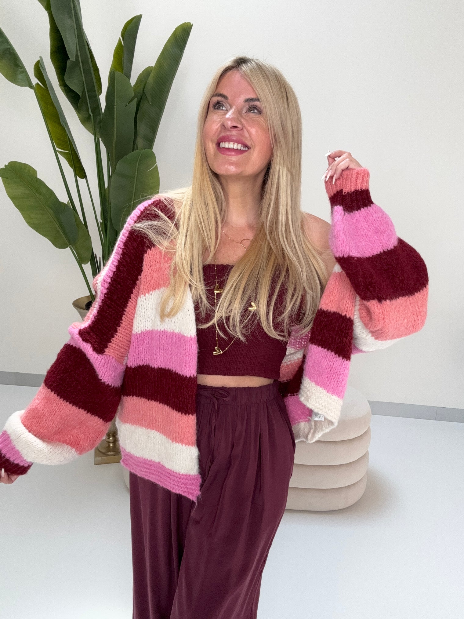 Strickjacke HAPPY BLOCK STRIPES zum offen tragen