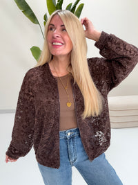 Blouson Spitzen Zipper Jacke LOME ME LACE chocolate