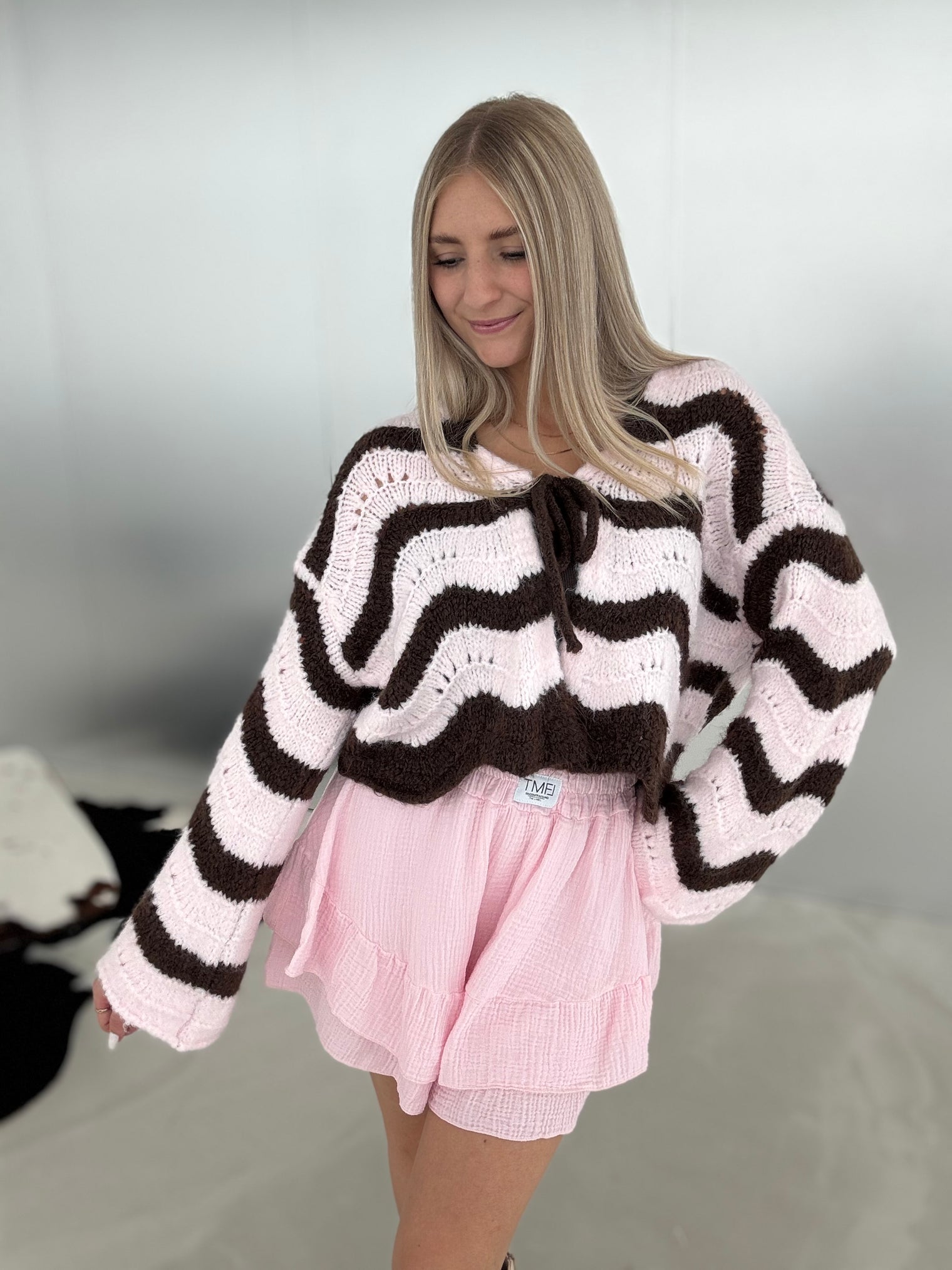 Cardigan COZY FAIRYTALE mocha mousse/ ballerina rosa