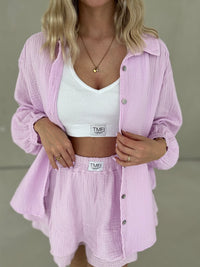 Musselin Bluse flieder 100% Baumwolle