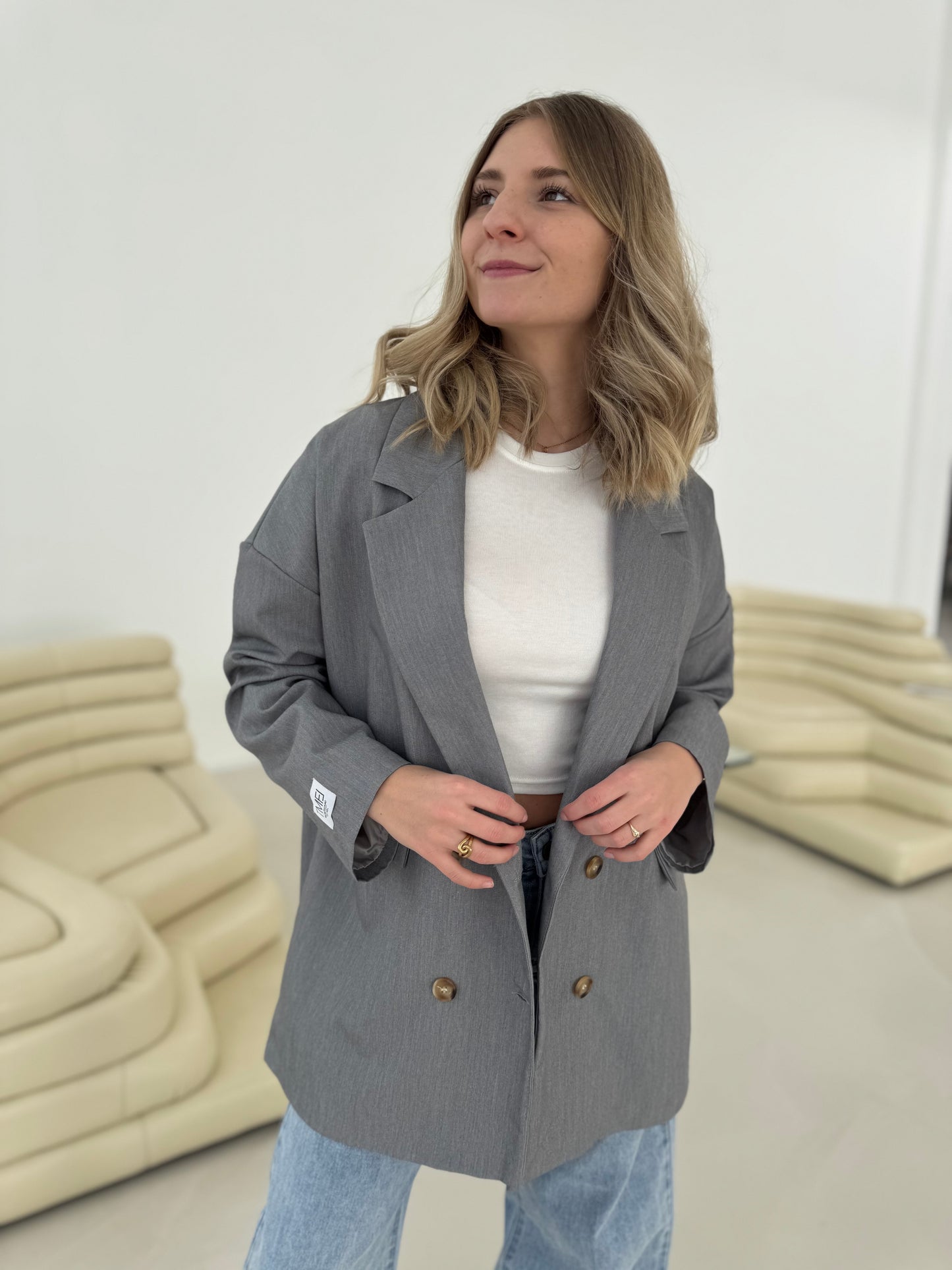 Signature Blazer mit Patch grau