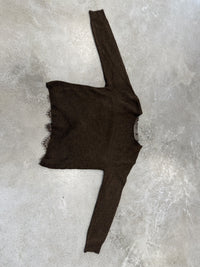 Romantischer Pullover mit Spitzen Rückenausschnitt chocolate