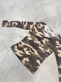 Camouflage Cashmere Langarmshirt schwarz/braun/taupe