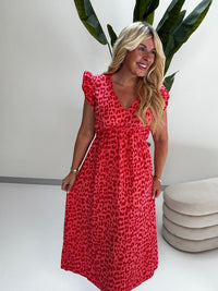 Signature Boho Musselin Kleid rot LEO POWER rosa/rot