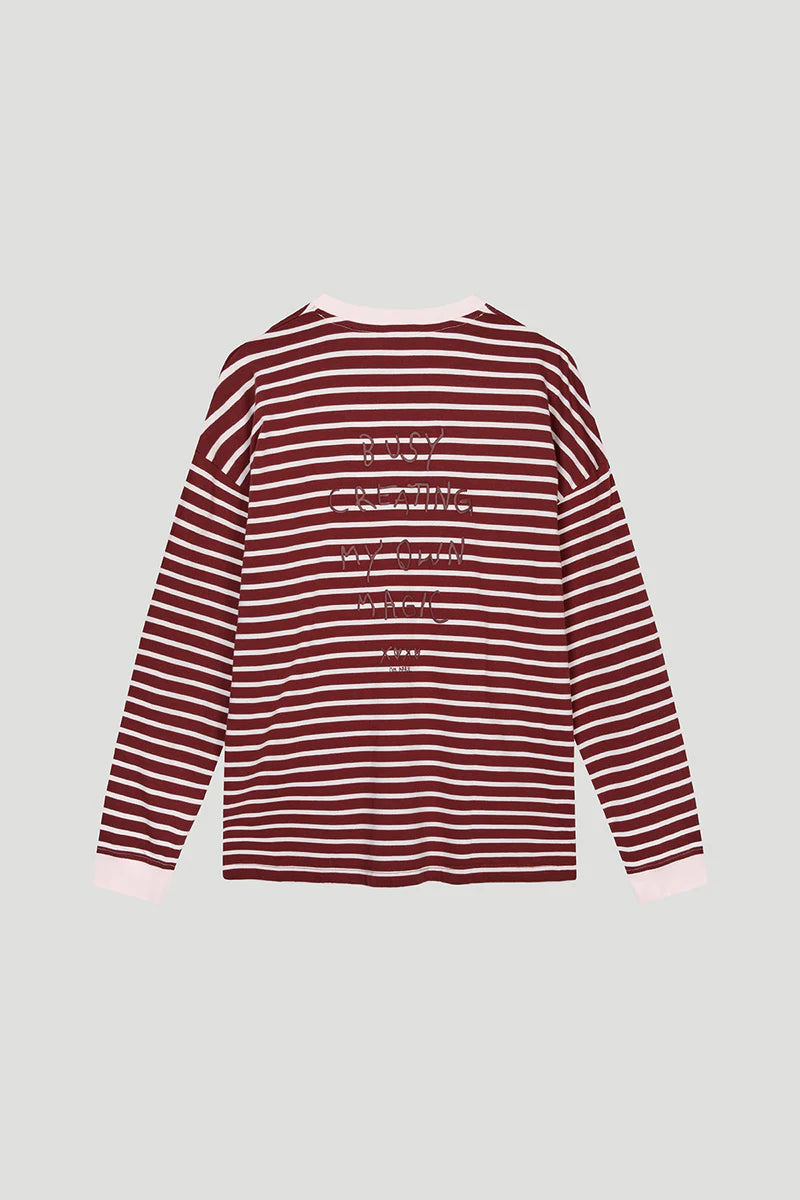 OH APRIL Venetia Striped Longsleeve Cherrywood