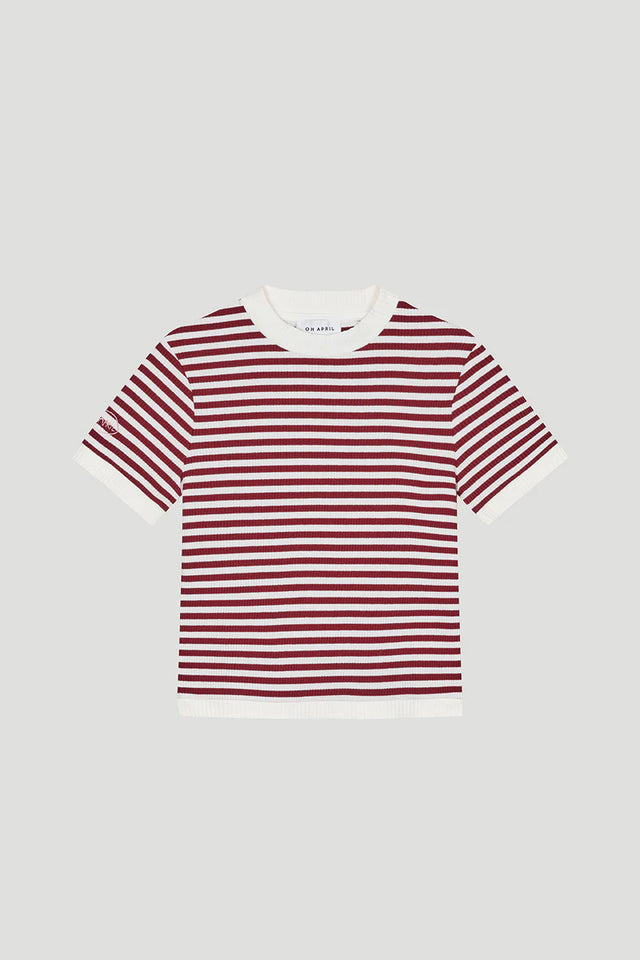 OH APRIL Nuala Striped Tee Cherrywood