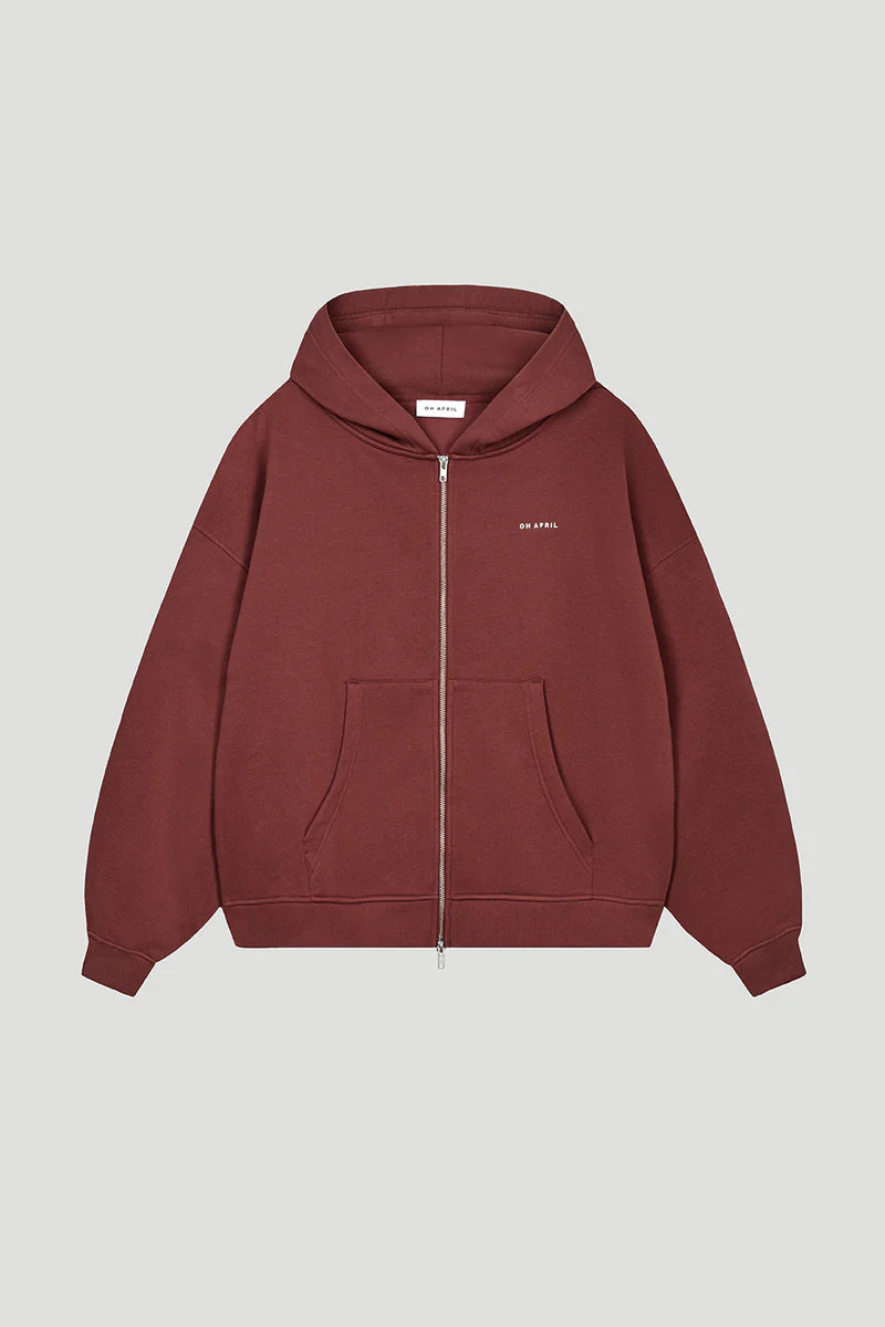 OH APRIL Zip Boyfriend Hoodie Cherrywood