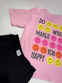 Statement Shirt DONT WORRY BE HAPPY rosa mit Rückenprint