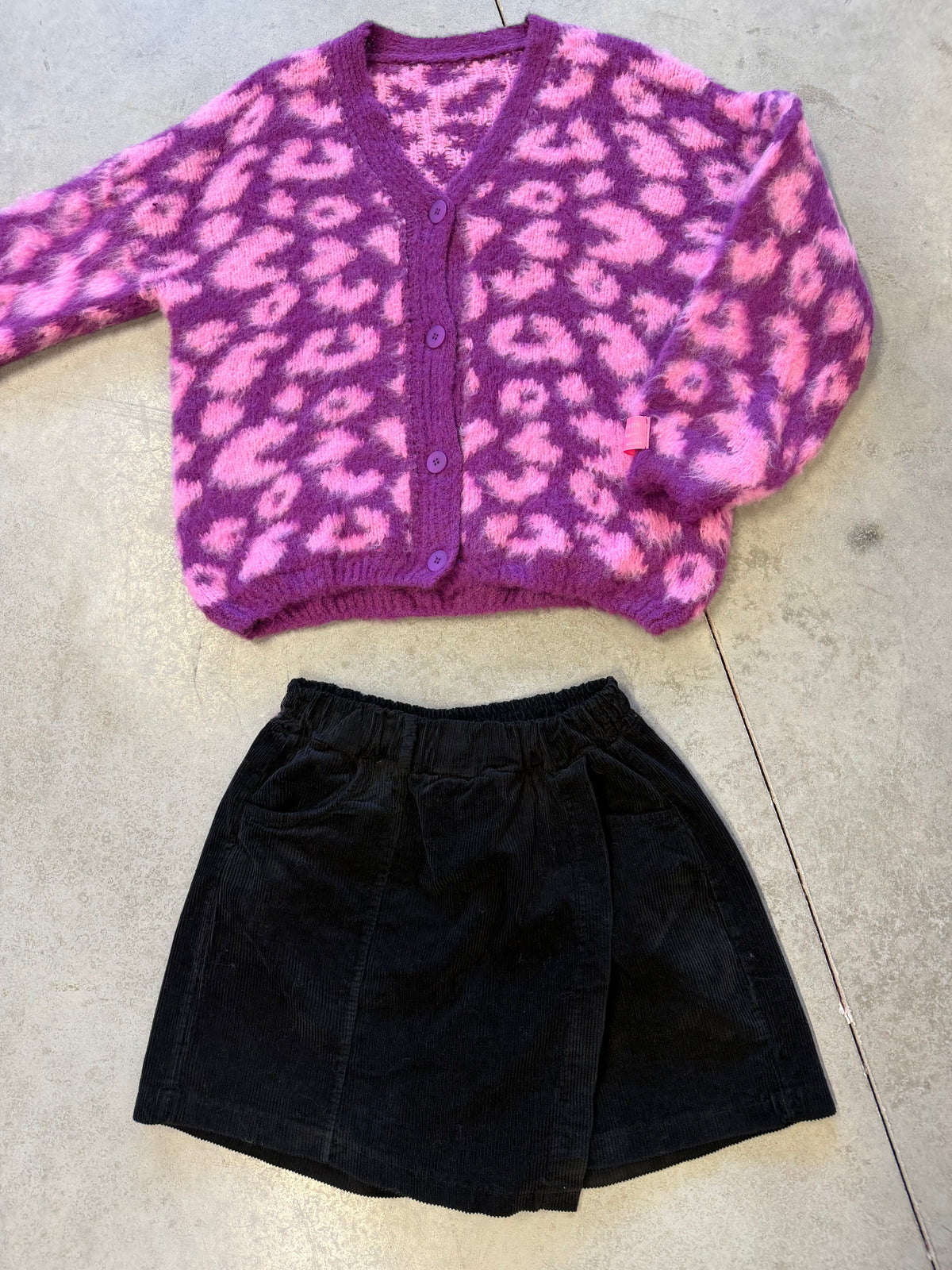 Strickjacke mit Knopfleiste pflaume/rosa LEO
