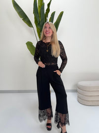 Longsleeve aus hochwertiger Spitze LACE QUEEN schwarz