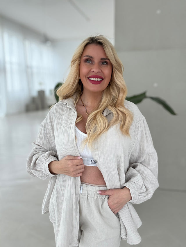 Musselin Bluse beige 100% Baumwolle