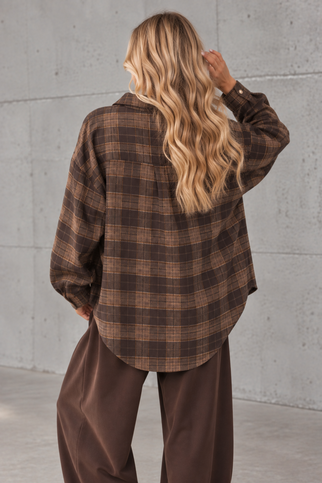 Weiches Oversize Flanellhemd kariert schwarz/creme