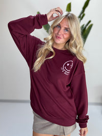 Sweater mit Rückenprint burgundy/rosa ITS ALL GOOD