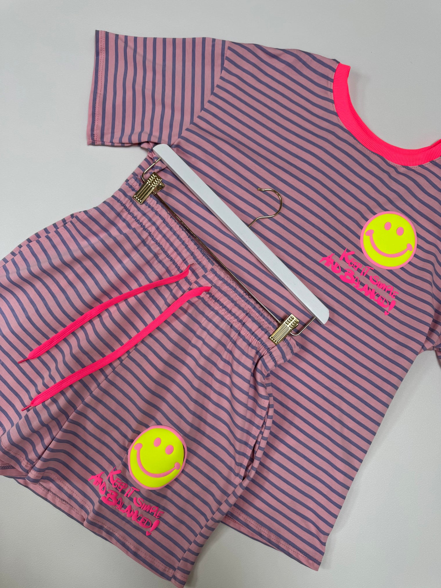 Gestreifte Baumwoll Shorts KEEP IT SIMPLE rosa/flieder