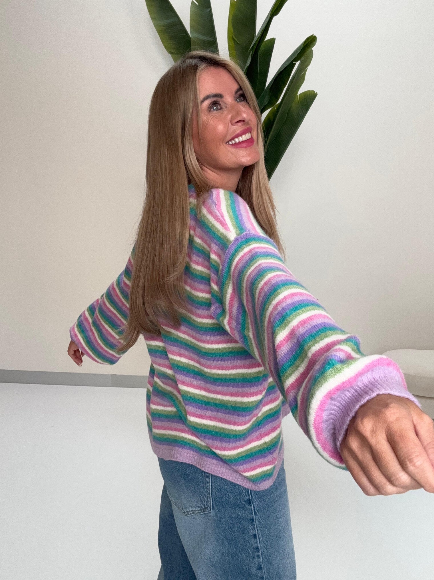Kuschel Strickjacke mit Knopfleiste flieder/rosa/türkis/lila/mint