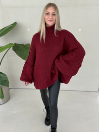 Kuschelweicher OVERSIZE Strickpullover burgundy
