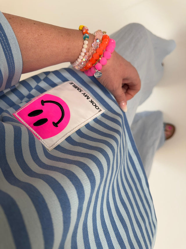 Sweatshirt kurzarm LOOK MY SMILE hellblau/blau