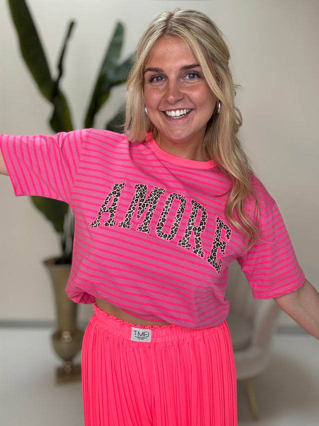 Statement Shirt fuchsia/pink gestreift AMORE Leo
