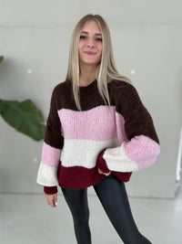 Signature Pullover MY LOVELY STRIPES burgundy/rose/creme/braun