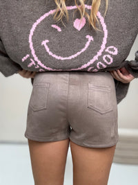 Velours Shorts mit elastischem Bund stone grey