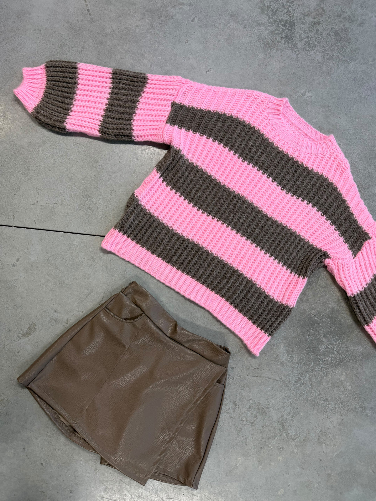 Strickpullover ONLY COZY VIBES rosa/taupe