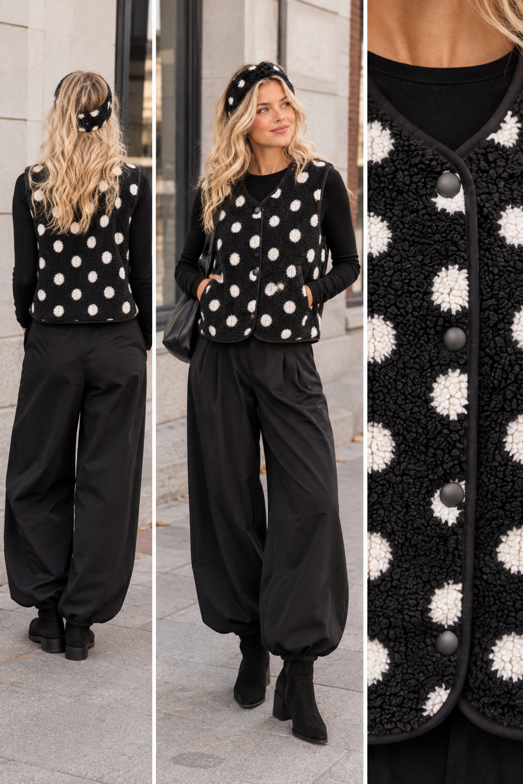 DOTS Weste Teddy schwarz/weiß
