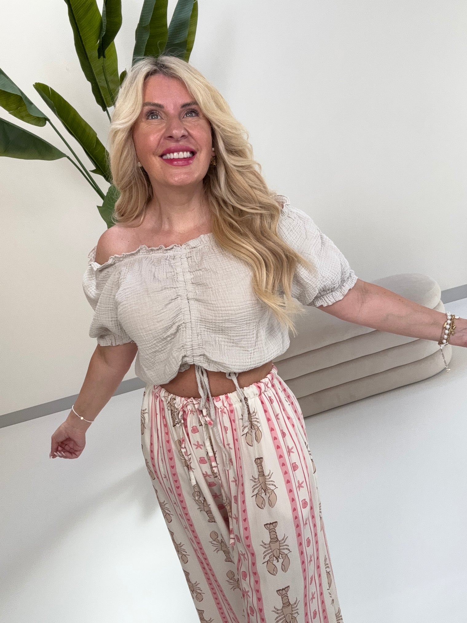 Musselin Carmen Bluse SUNNY DAY beige