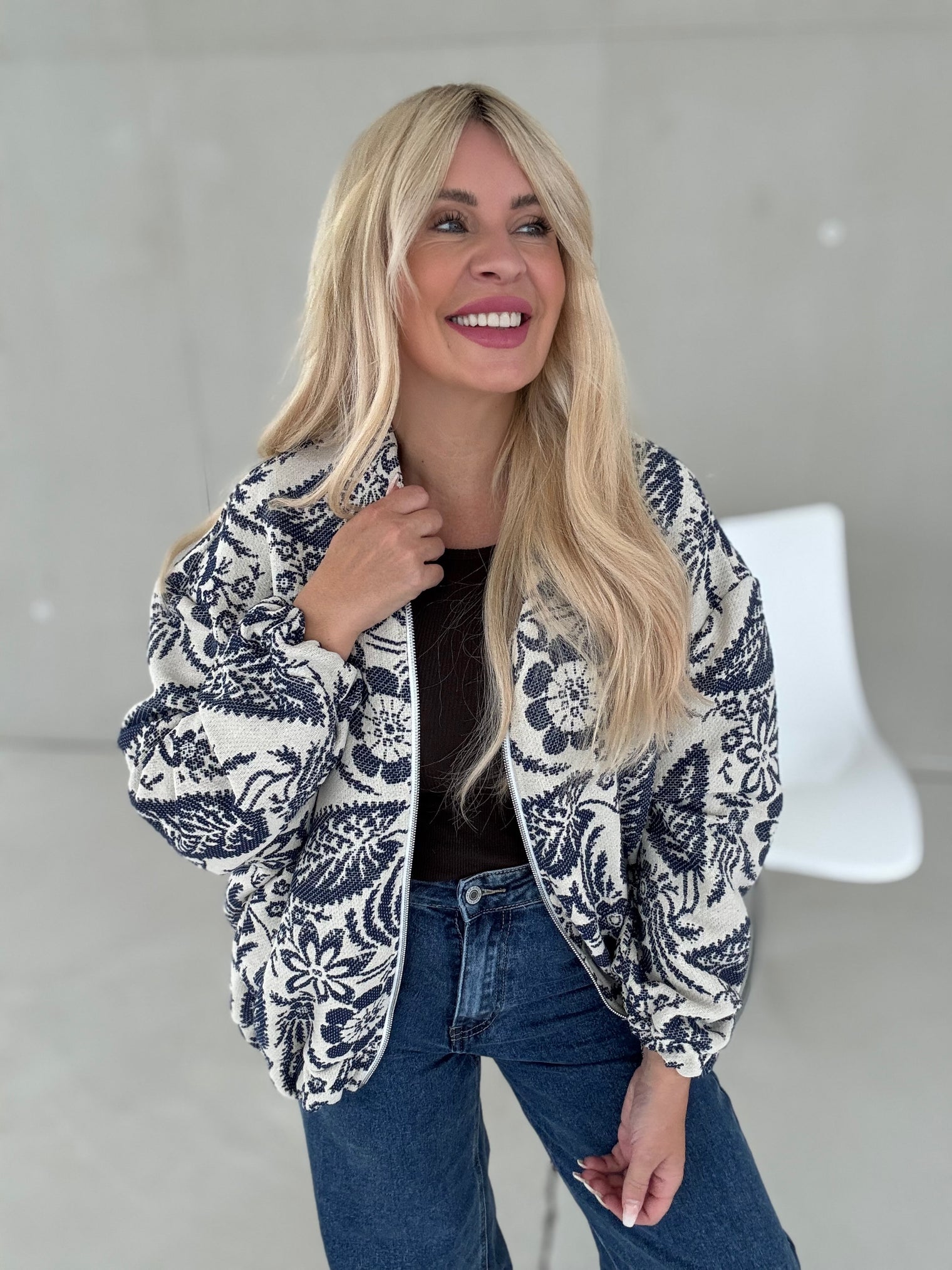 Bomberjacke FLOWER BOMB blau