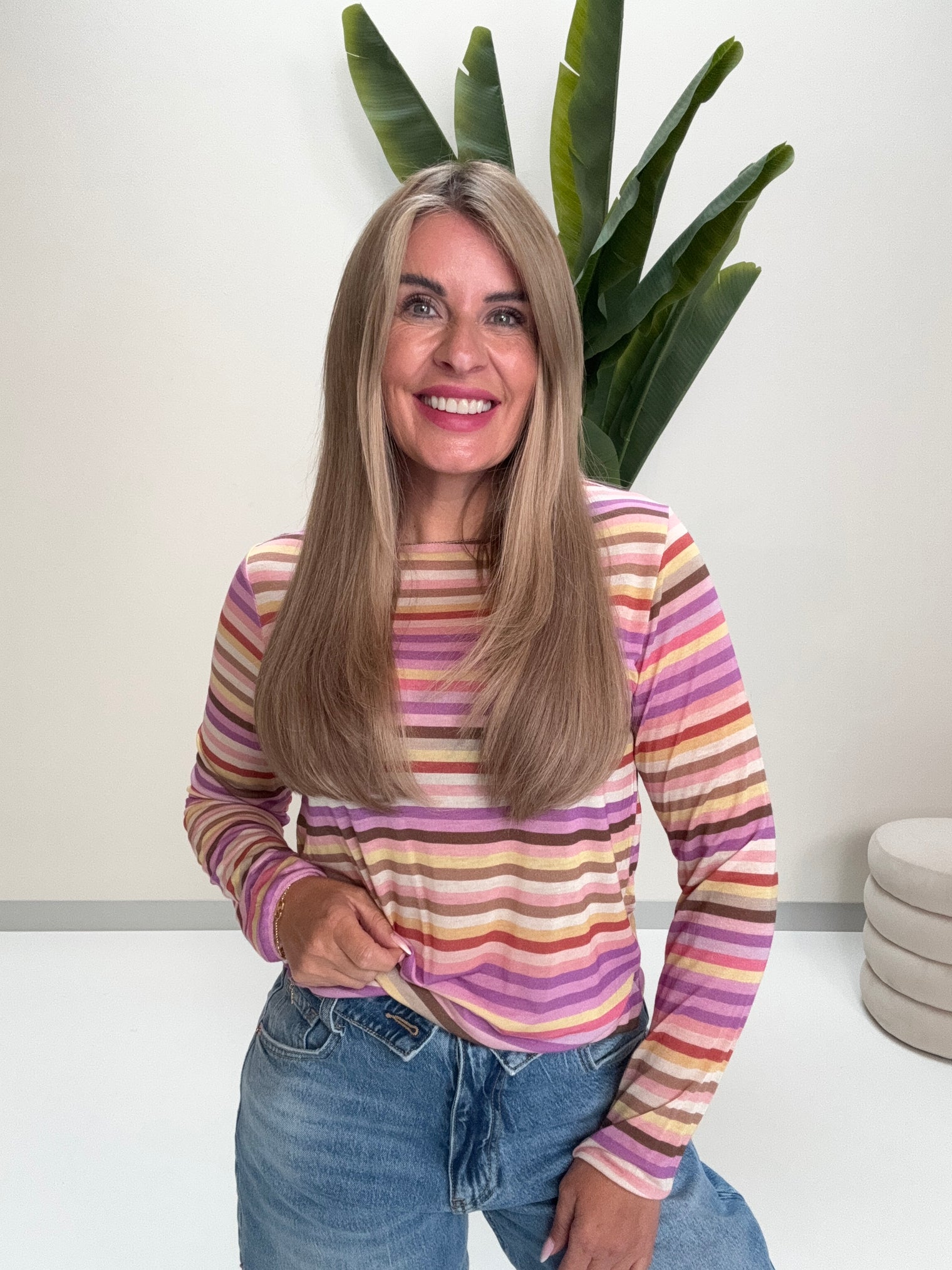 Comfy Stretchy Cashmere Langarmshirt flieder/lila/buttermilk