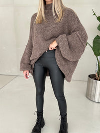 Lederleggings gefüttert SCHWARZ