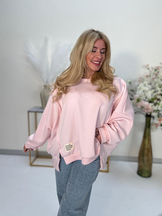 Sweater rosa LIFE ISN‘T PERFECT BUT YOUR OUTFIT CAN BE
