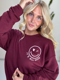 Sweater mit Rückenprint burgundy/rosa ITS ALL GOOD