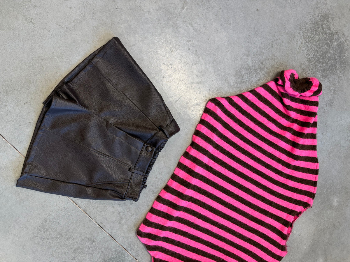 Oversize Strickpullover Stripes mit Alpakaanteil Chokolate pink