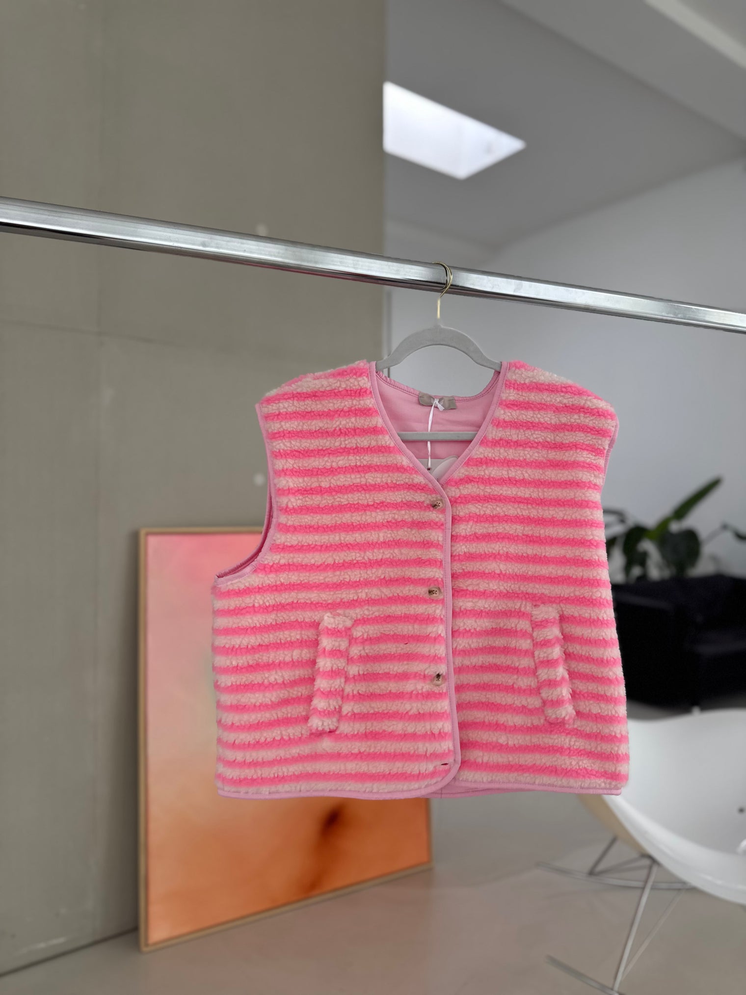 Teddyweste Stripes rosa Candy Pink