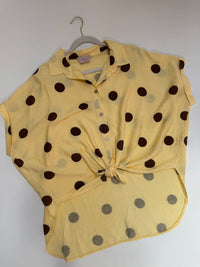 Leichte Sommer Bluse buttermilk lemon BIG POLKA DOTS coffee