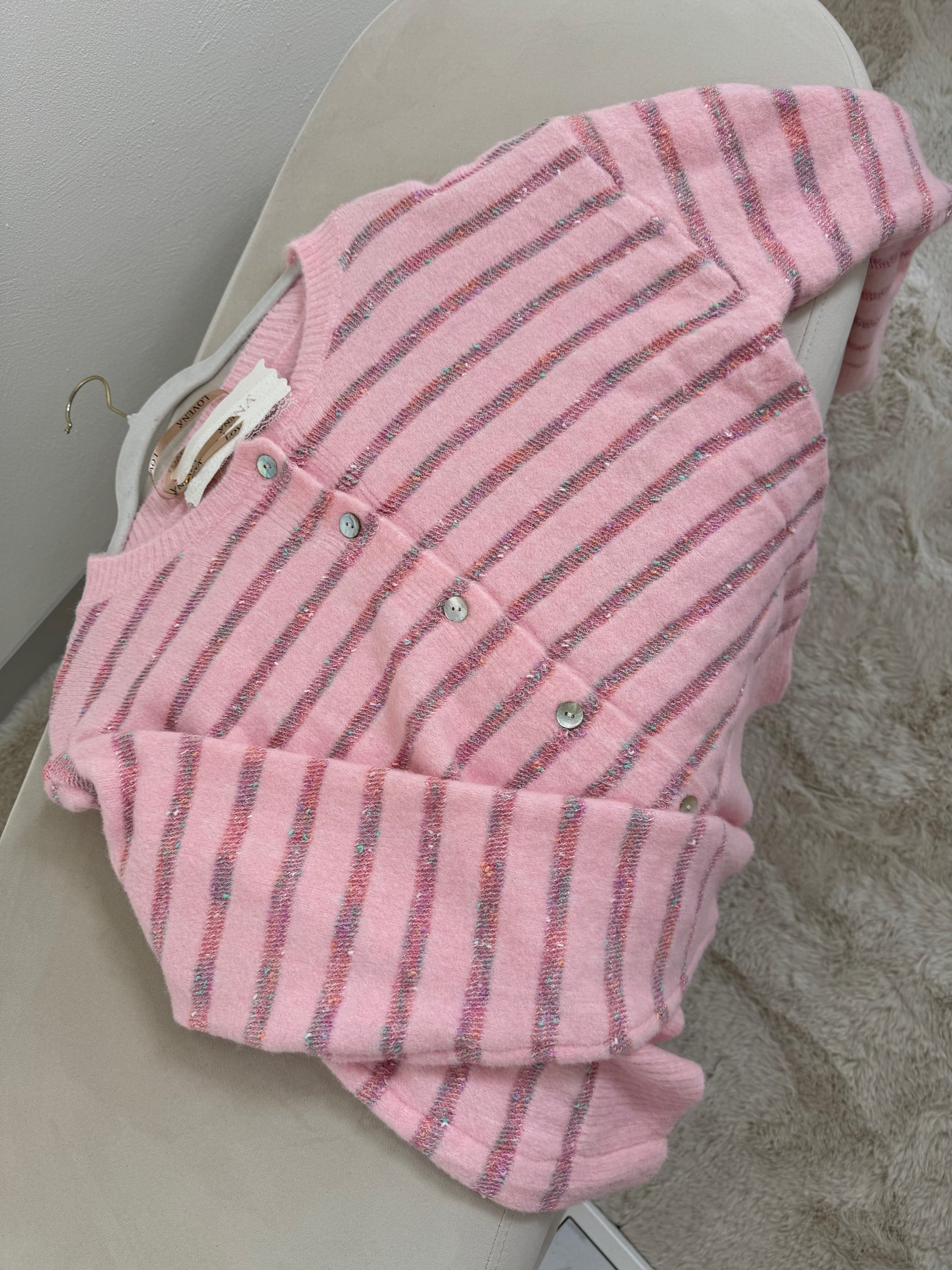 Strickjacke rosa RAINBOW LINES