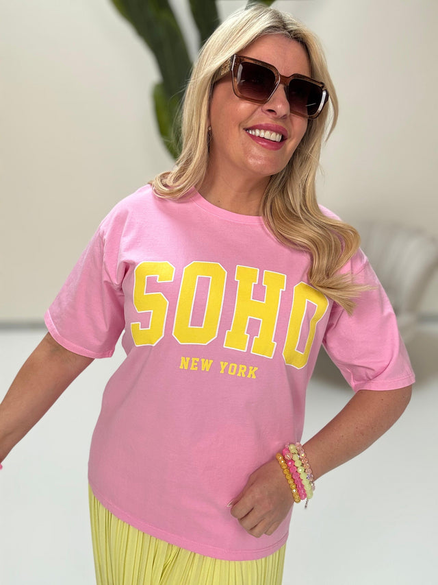 Statement Shirt rosa SOHO gelb
