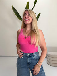 Basic Top mit Spitze EVERYDAY`S pink