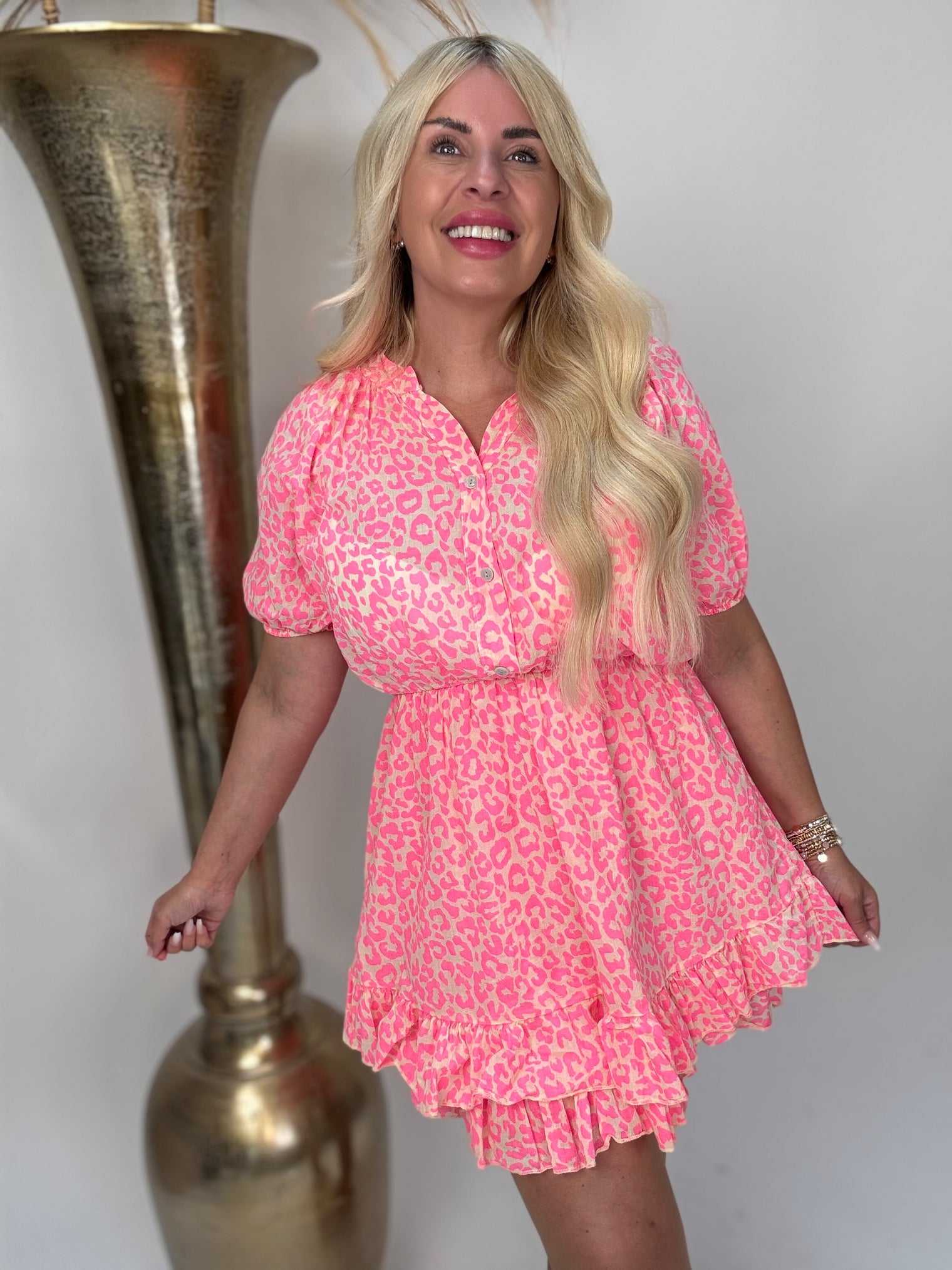 Kleid SWEET LEO LOVER gelb pink