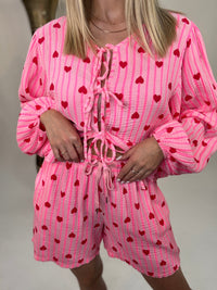 Musselin Short rosa HEART ATTACK pink I rote Herzen