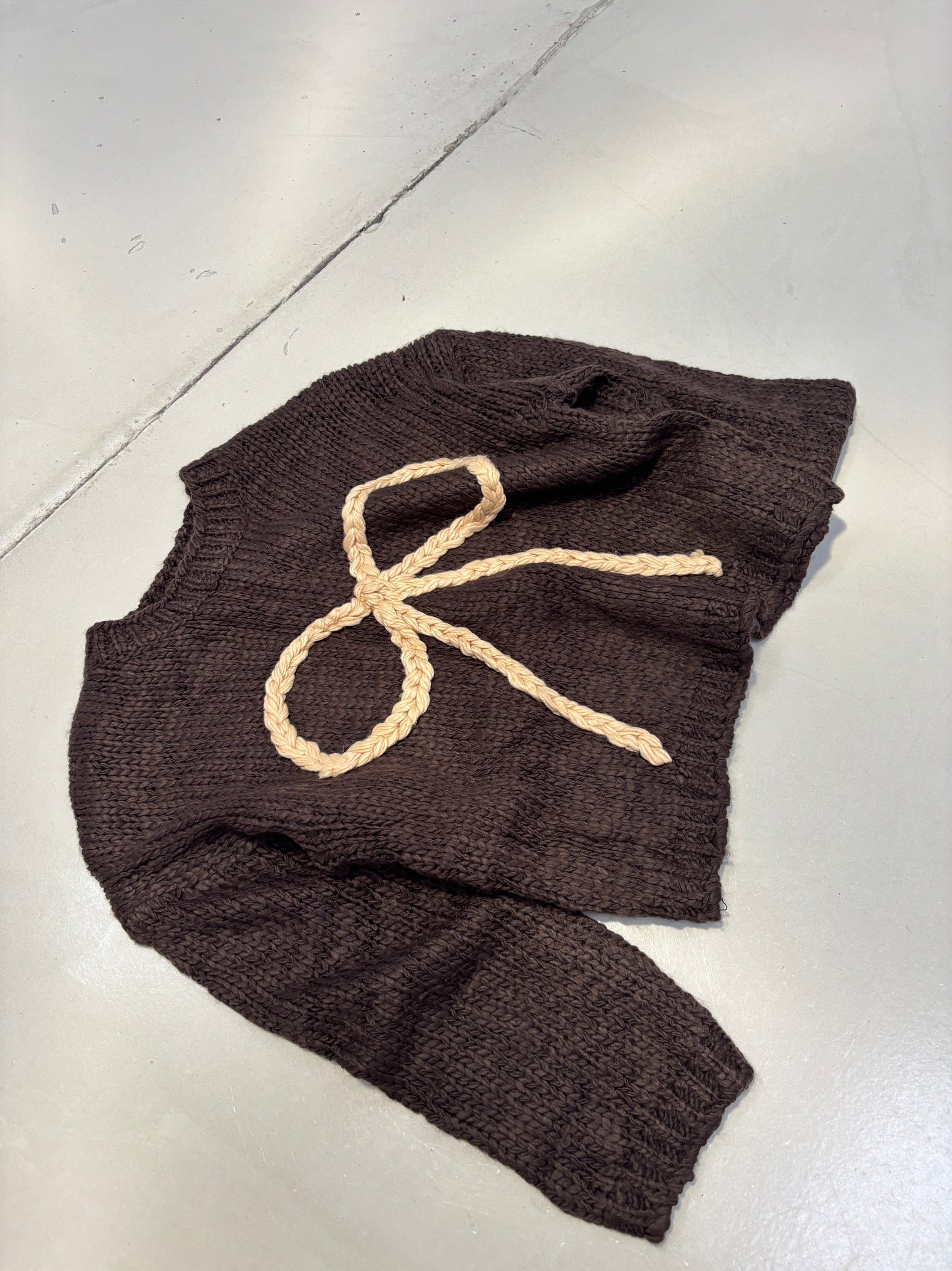 Strickpullover dark chocolate BOW LOVE toffee