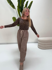 Stretchy Cashmere Langarmshirt taupe LEO POWER toffee/chocolate