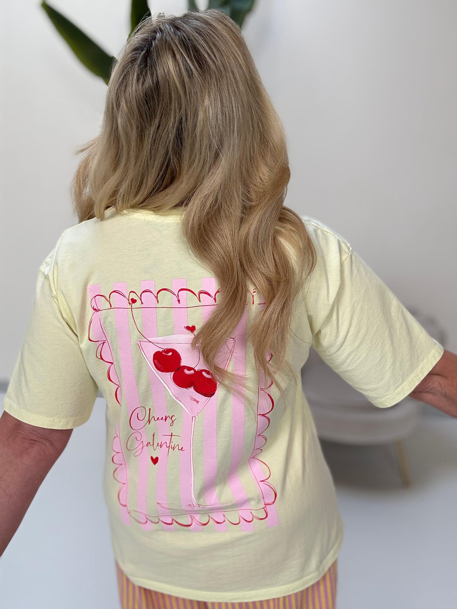 Statement Shirt buttermilk lemon CHEERS mit süßem Cocktailglas