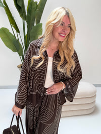 Kimono Bluse LUXURY CLEAN GIRL mit Seidenoptik dark chocolate