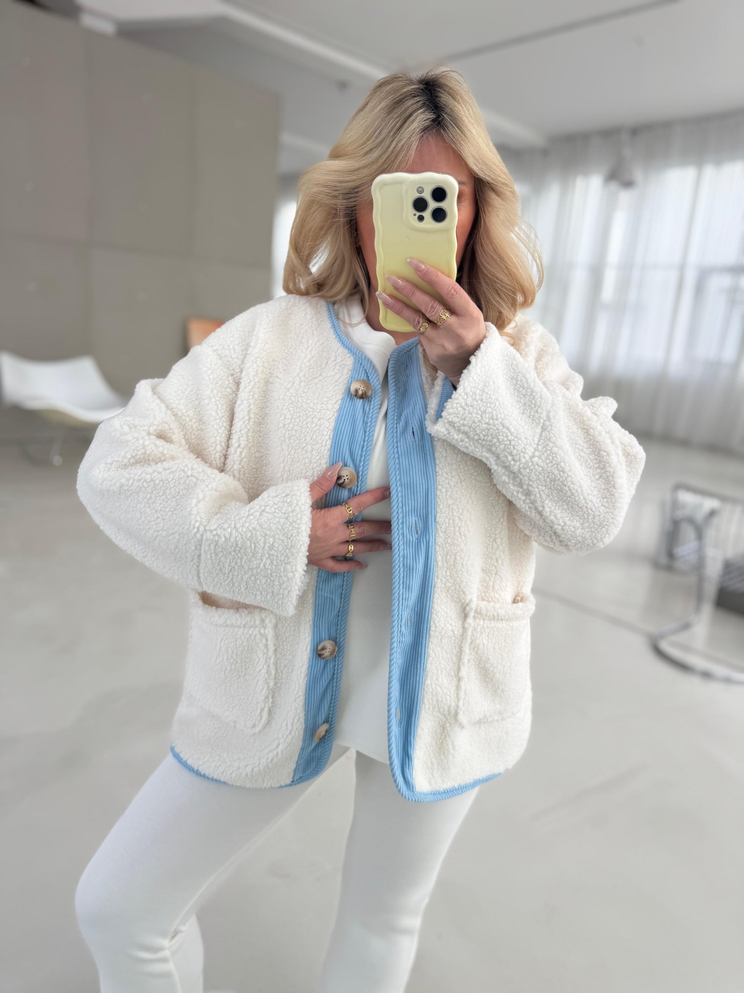 Teddyjacke blau/creme COZY FASHION GIRL