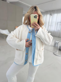 Teddyjacke blau/creme COZY FASHION GIRL